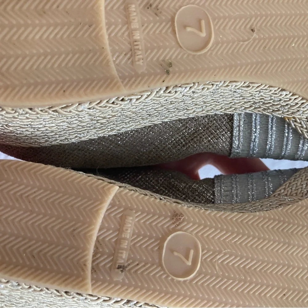 Sesto Meucci Malina slip on espadrille dressy wedge metallic size 7